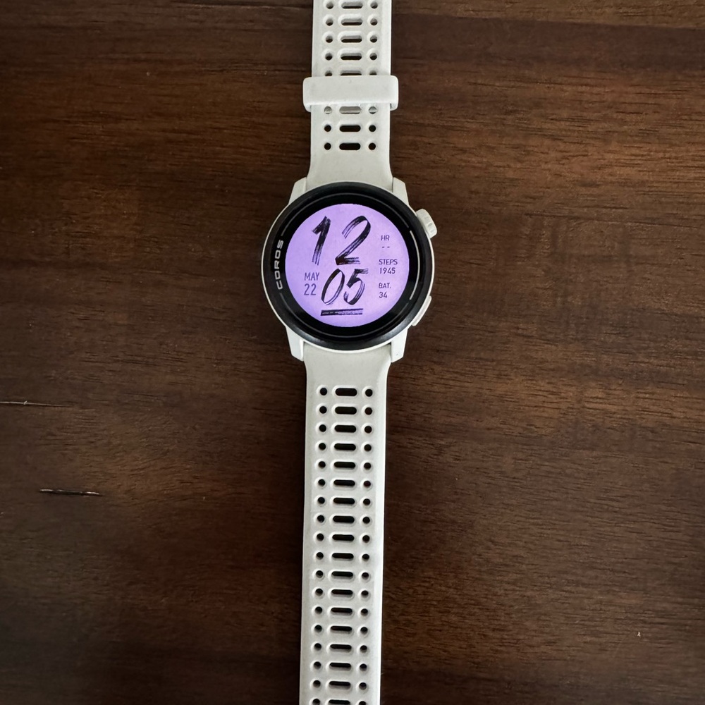 COROS white Pace 3 running gps watch.